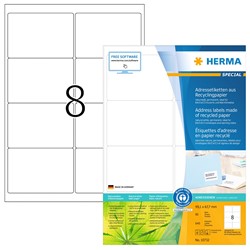 HERMA Etiketten, Recyclingpapier, naturweiß, 99,1 x 67,7 mm, 80 Blatt