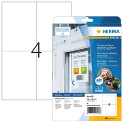 HERMA Wetterfeste Folien-Etiketten A4, weiß, 105 x 148 mm, stark haftend, wiederablösbar