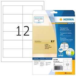 HERMA Transparente Folien-Etiketten, matt, A4, 97 x 42,3 mm, wetterfest, permanent haftend