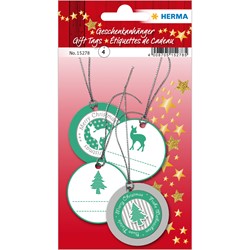 HERMA Weihnachts Geschenkanhänger, 3D grün/silber
