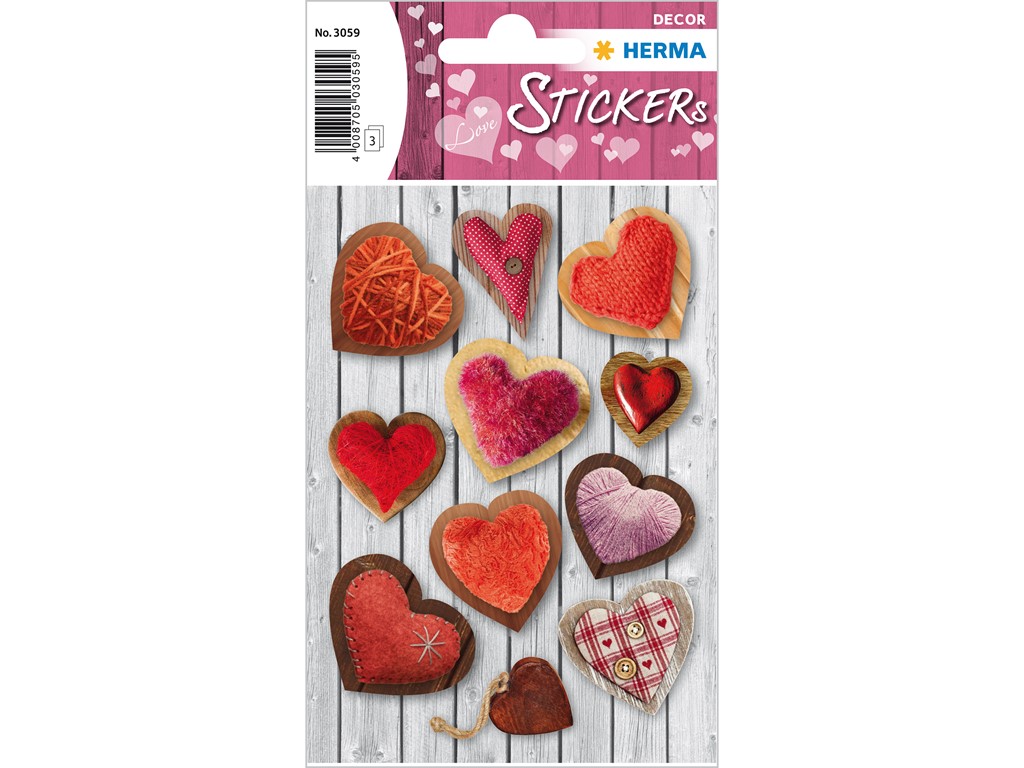 HERMA DECOR Sticker – Herzen Motiv, 3 Blätter Mit Je 19 Etiketten