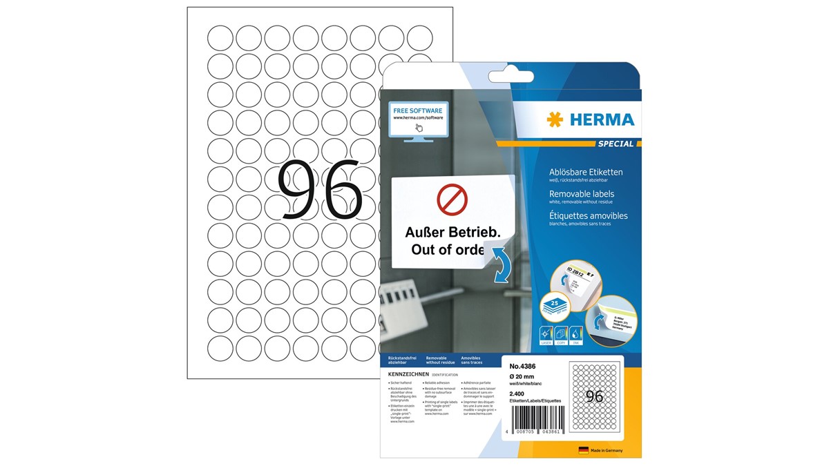 100 DIN A4 Blatt = 2400 Runde Etiketten – 40 Mm Ø, Selbstklebend, Weiß – Von EtikettenExpress!