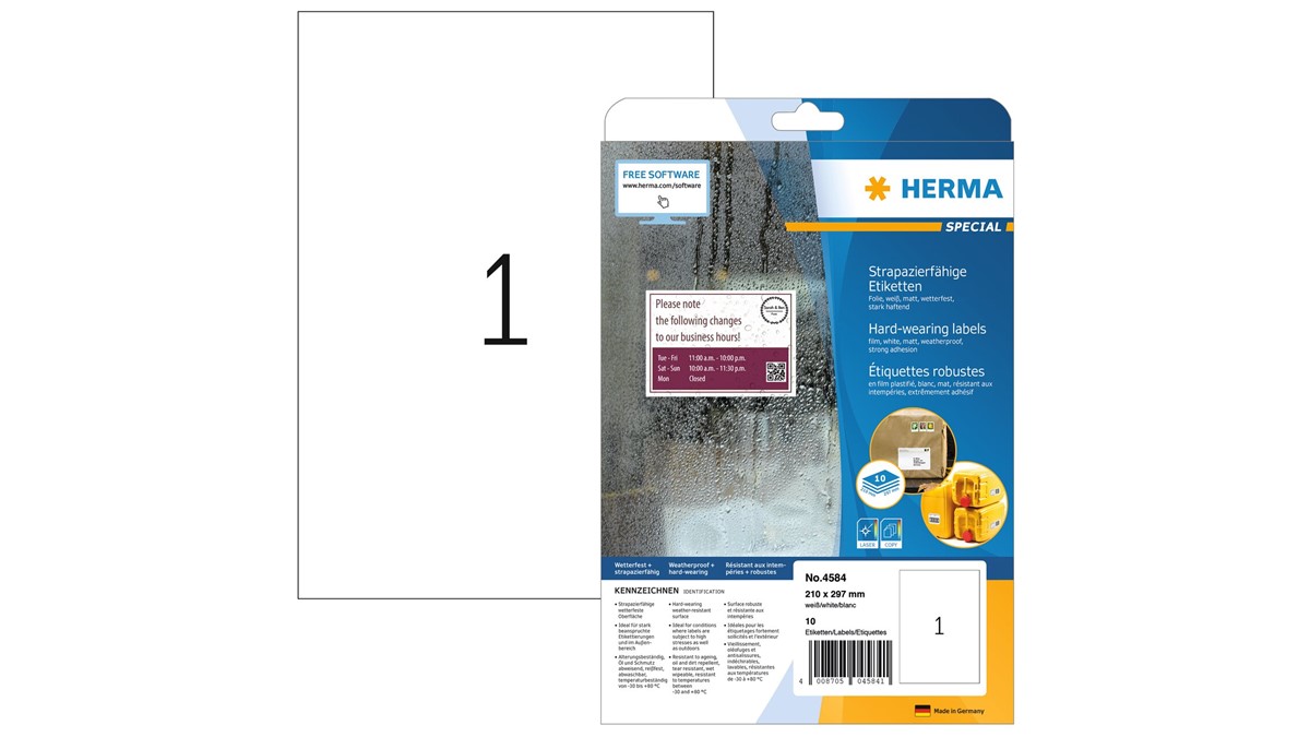 HERMA 9544 Outdoor Klebefolie A3 297 x 420 mm weiß Wetterfeste Folien-Etiketten
