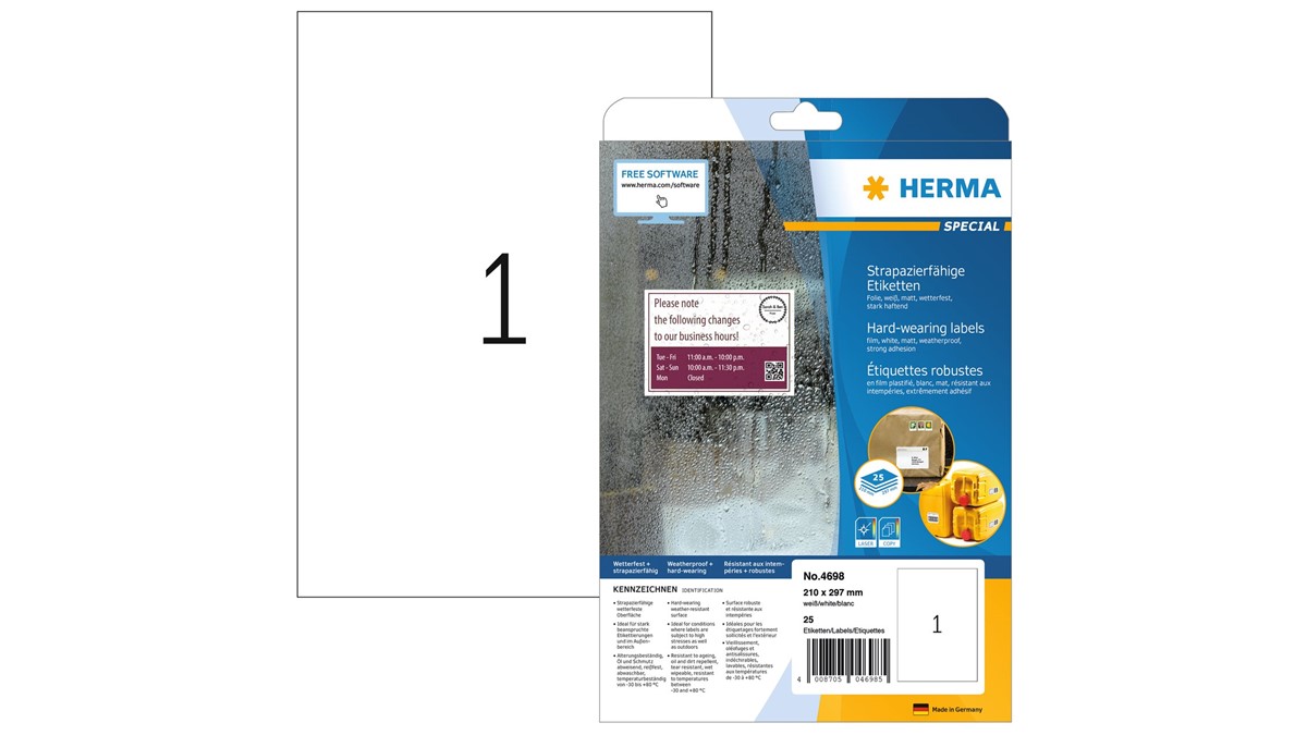 silber 210 x 297 mm HERMA Typenschild-Etiketten SPECIAL