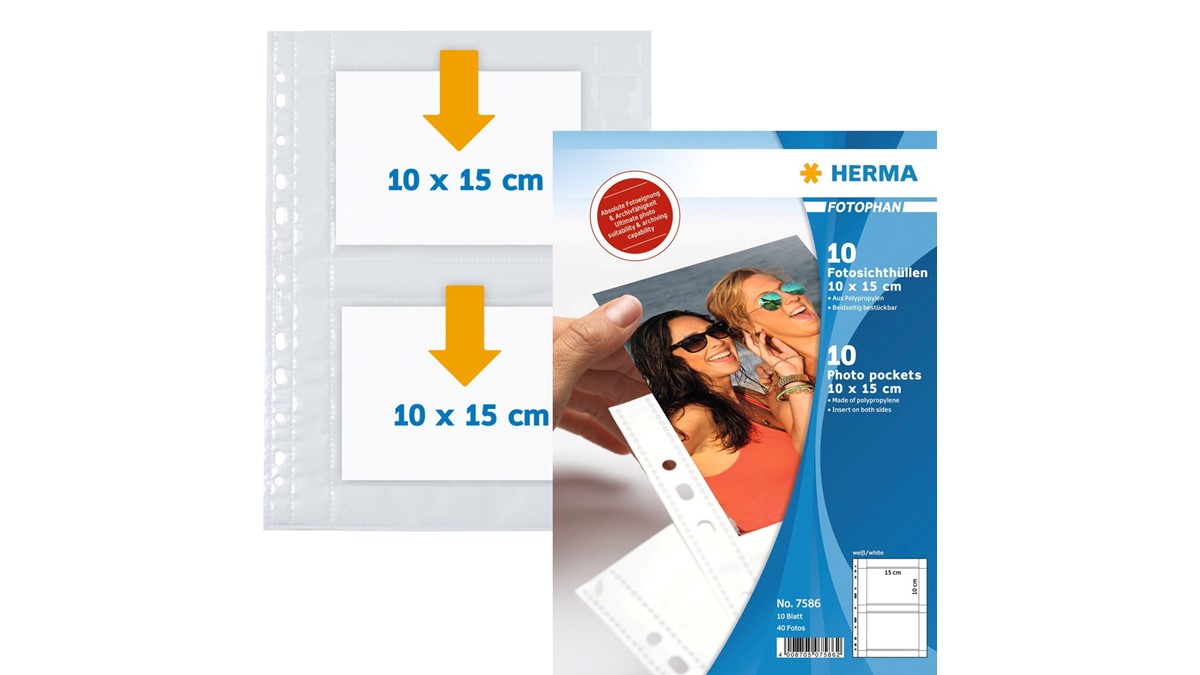 Fotohüllen 10x15 cm Fotophan weiß quer / HERMA 7563 -25