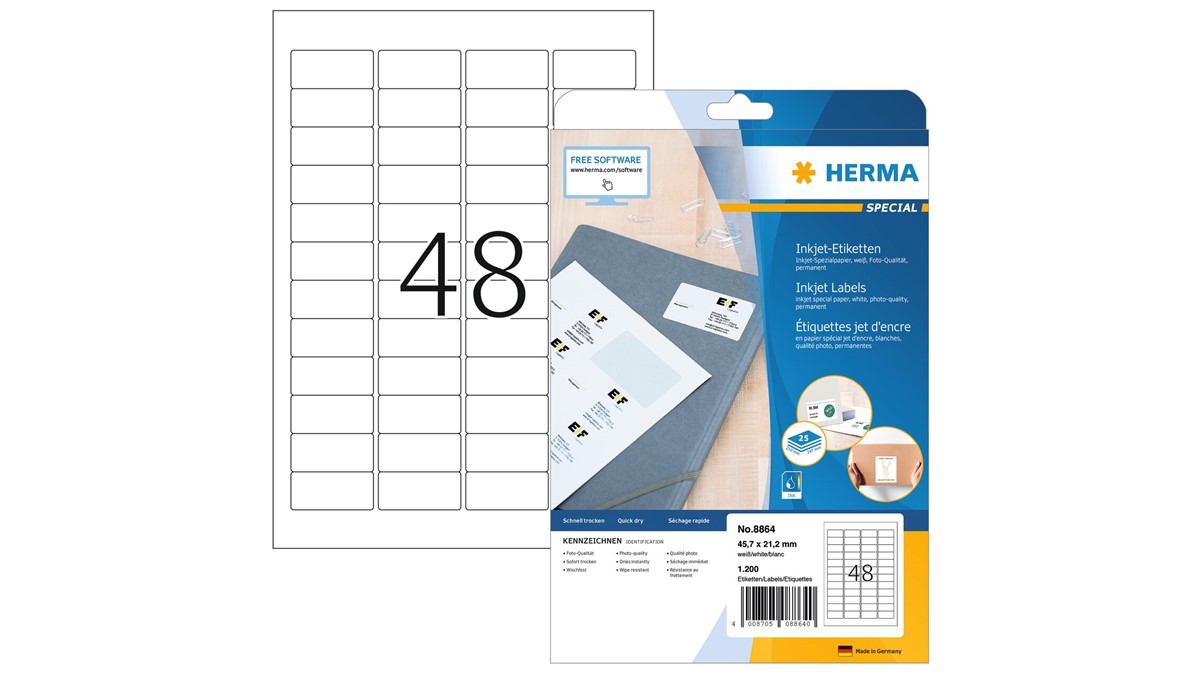 HERMA Typenschild Etiketten SPECIAL 45,7 x 21,2 mm silber 1.200 Etiketten 