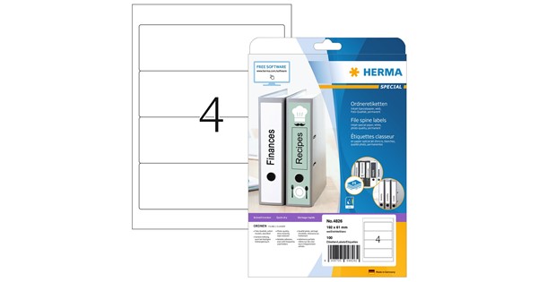 HERMA 12901 - Ablösbare Ordneretiketten, weiß, 192 x 61 mm, breit/kurz HERMA 12901 - Ablösbare Ordneretiketten, weiß, 192 x 61 mm, breit/kurz