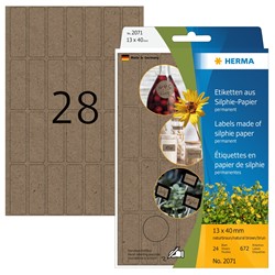 HERMA Vielzwecketiketten, braun, 12 x 40 mm, Silphie-Papier, 672 Etiketten