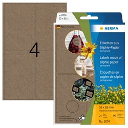 HERMA Vielzwecketiketten, braun, 52 x 82 mm, Silphie-Papier, 96 Etiketten