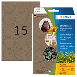 HERMA Vielzwecketiketten, braun, Ø 32 mm, Silphie-Papier, 360 Etiketten