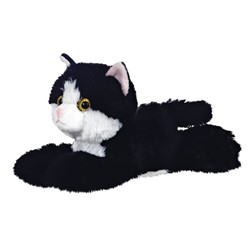 Aurora Mini Flopsies Maynard Black/White Cat, Plüschtier, 20cm