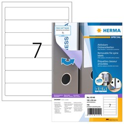 HERMA Ablösbare Ordneretiketten, weiß, 192 x 38 mm, schmal/kurz, 100 Blatt