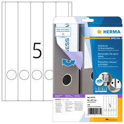 HERMA Ablösbare Ordneretiketten, weiß, 38 x 297 mm, schmal/lang, 25 Blatt