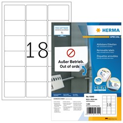 HERMA Ablösbare Etiketten, weiß, 63,5 x 46,6 mm, 100 Blatt