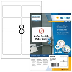 HERMA Ablösbare Etiketten, weiß, 96 x 63,5 mm, 100 Blatt