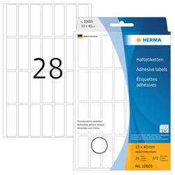 HERMA Ablösbare Vielzwecketiketten, weiß, 13 x 40 mm, 24 Blatt