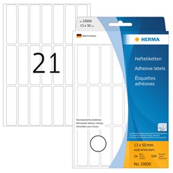 HERMA Ablösbare Vielzwecketiketten, weiß, 13 x 50 mm, 24 Blatt