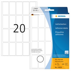 HERMA Ablösbare Vielzwecketiketten, weiß, 19 x 40 mm, 32 Blatt