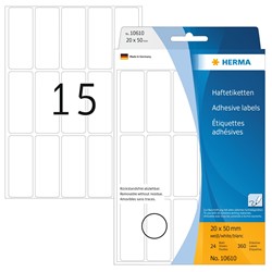 HERMA Ablösbare Vielzwecketiketten, weiß, 20 x 50 mm, 32 Blatt