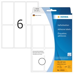 HERMA Ablösbare Vielzwecketiketten, weiß, 34 x 67 mm, 32 Blatt