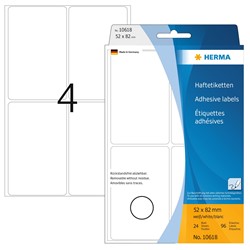 HERMA Ablösbare Vielzwecketiketten, weiß, 52 x 82 mm, 24 Blatt