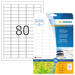 HERMA Etiketten, Recyclingpapier, naturweiß, 35,6 x 16,9 mm, 20 Blatt