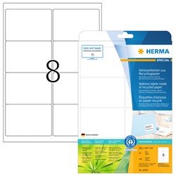 HERMA Etiketten, Recyclingpapier, naturweiß, 99,1 x 67,7 mm, 20 Blatt