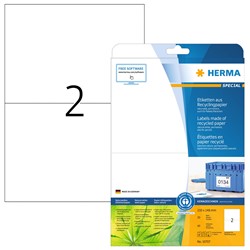 HERMA Etiketten, Recyclingpapier, naturweiß, 210 x 148 mm, 20 Blatt
