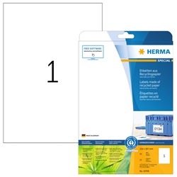 HERMA Etiketten, Recyclingpapier, naturweiß, 210 x 297 mm, 20 Blatt
