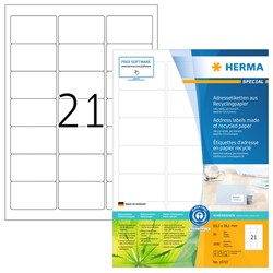 HERMA Etiketten, Recyclingpapier, naturweiß, 63,5 x 38,1 mm, 80 Blatt