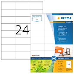 HERMA Etiketten, Recyclingpapier, naturweiß, 70 x 36 mm, 80 Blatt