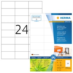 HERMA Etiketten, Recyclingpapier, naturweiß, 70 x 37 mm, 80 Blatt