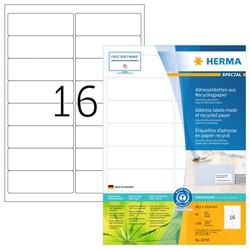 HERMA Etiketten, Recyclingpapier, naturweiß, 99,1 x 33,8 mm, 80 Blatt