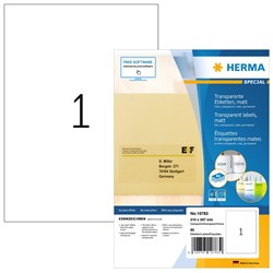 HERMA Etiketten, Polyesterfolie, transparent, 210 x 297 mm, 80 Blatt