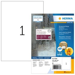 HERMA Etiketten, Polyesterfolie, weiß, 210 x 297 mm, 80 Blatt