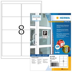 HERMA Wetterfeste Etiketten, Papier, weiß, 99,1 x 67,7 mm, 80 Blatt