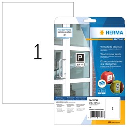 HERMA Wetterfeste Etiketten, Papier, weiß, 210 x 297 mm, 20 Blatt