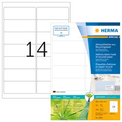 HERMA Recycling Adressetiketten, naturweiß, 99,1x38,1 mm, 100 Blatt