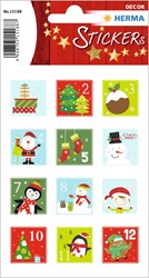 HERMA Decor Weihnachtssticker, Adventskalenderzahlen 1-24, Kinder, beglimmert