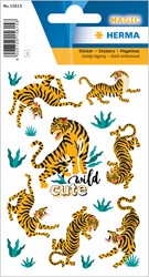 HERMA Magic Sticker, Wilder Tiger Sticker mit edler Goldprägung