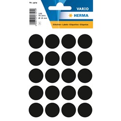 HERMA Vielzwecketiketten, schwarz, ø 19 mm, 100 Etiketten