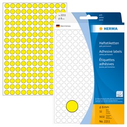 HERMA Vielzwecketiketten, gelb, ø 8 mm, 5632 Etiketten