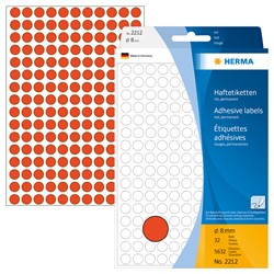 HERMA Vielzwecketiketten, rot, ø 8 mm, 5632 Etiketten