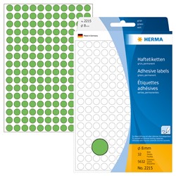 HERMA Vielzwecketiketten, grün, ø 8 mm, 5632 Etiketten