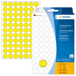 HERMA Vielzwecketiketten, gelb, ø 13 mm, 2464 Etiketten