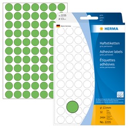 HERMA Vielzwecketiketten, grün, ø 13 mm, 2464 Etiketten