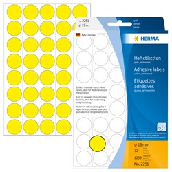 HERMA Vielzwecketiketten, gelb, ø 19 mm, 1280 Etiketten