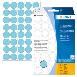 HERMA Vielzwecketiketten, blau, ø 19 mm, 1280 Etiketten