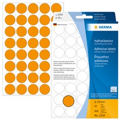 HERMA Vielzwecketiketten, leuchtorange, ø 19 mm, 960 Etiketten