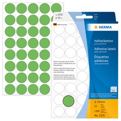 HERMA Vielzwecketiketten, grün, ø 19 mm, 1280 Etiketten